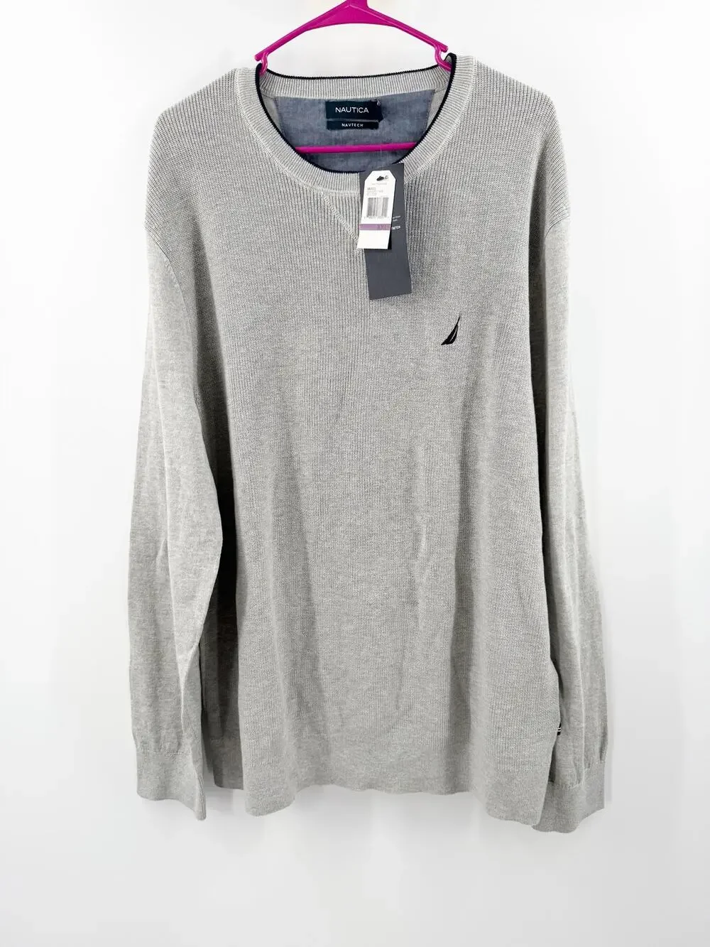 Nautica Sweater Men’s XXL Navtech NWT Temp Control Gray Pullover Cotton Blend